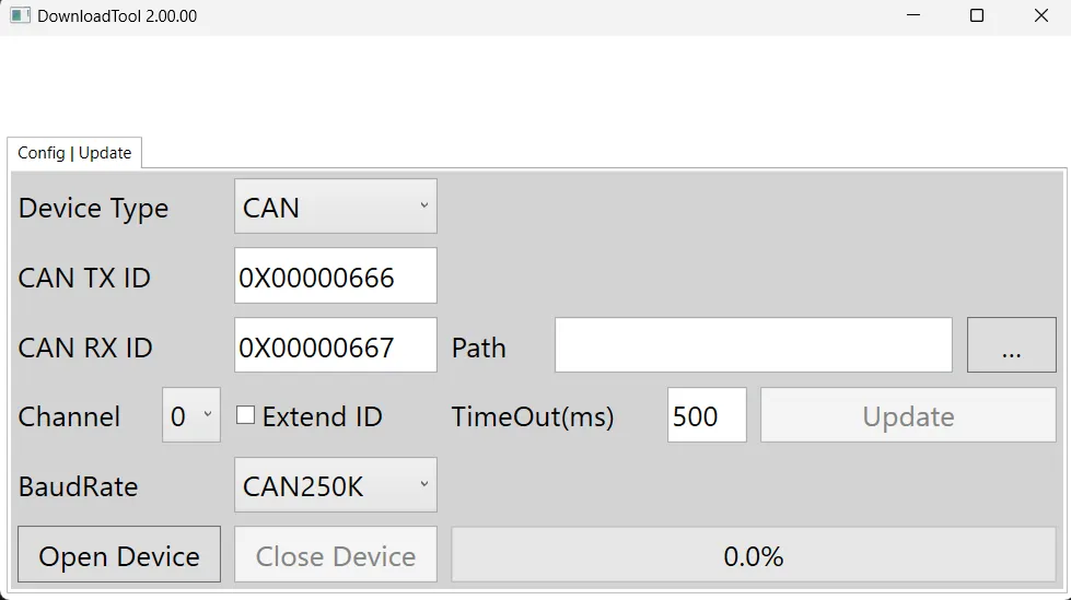 DownloadTool CAN mode baseline