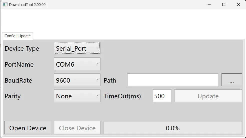 DownloadTool serial port mode
