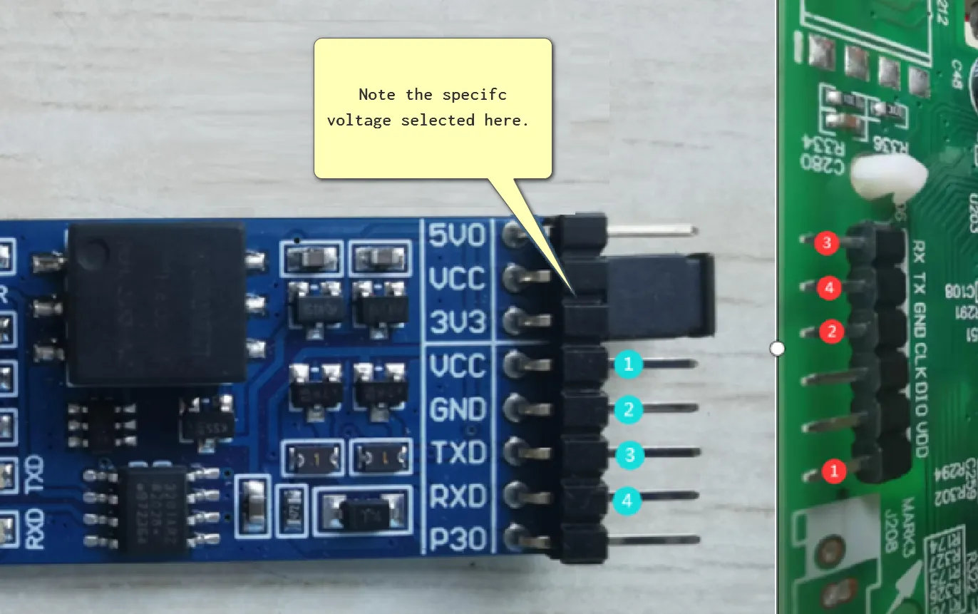UART programmer pin map